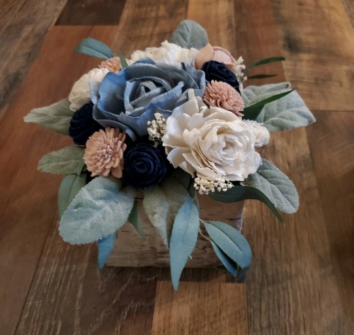 16-teiliges rosa staubig blau Herzstück Set künstlich marineblau Sola Holz Hochzeit Blumen - Bild 5 von 10