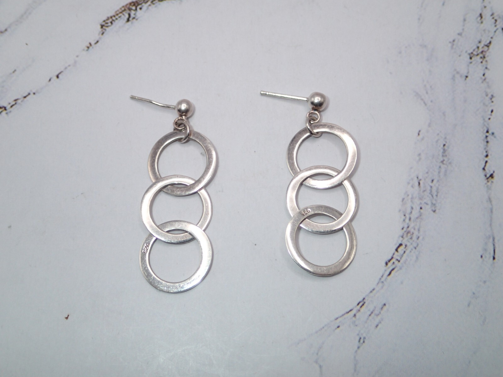 STERLING SILVER (925) INTERLOCKING CIRCLE EARRING… - image 5