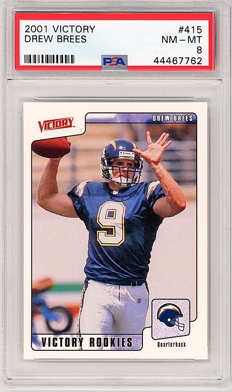 2001 -DREW BREES- PSA 8 Upper Deck Victory Saints HOF Rookie Football Card - RC