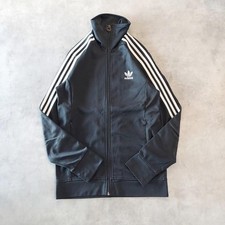 adidas track jacket vintage high collar size L black and white 16212