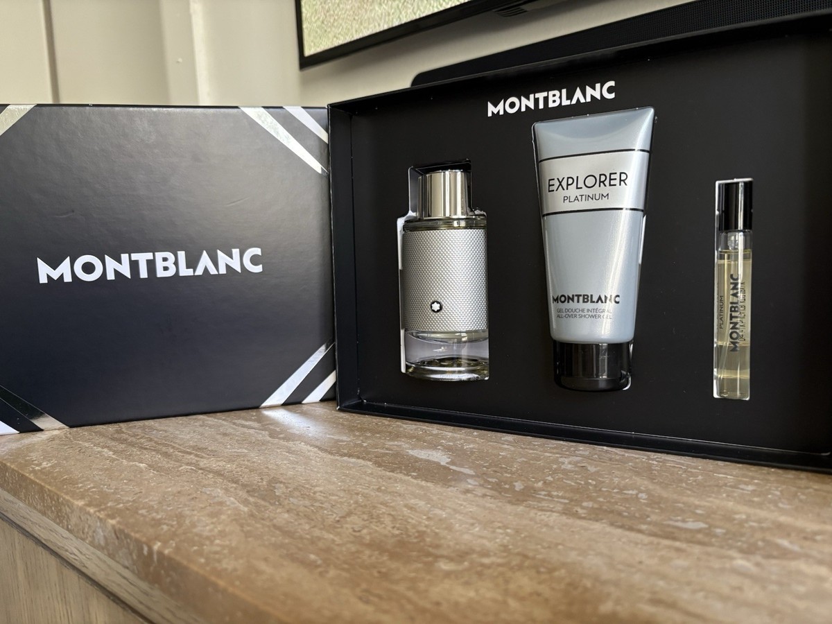 MONTBLANC EXPLORER PLATINUM 3.3 oz GIFT SET WITH SHOWER GEL