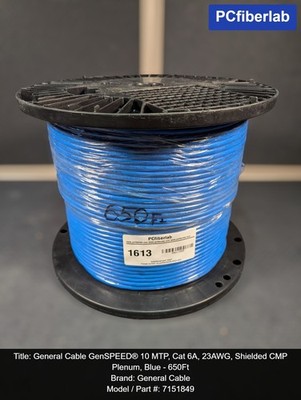 General Cable GenSPEED  10 MTP, Cat 6A, 23AWG, Shielded CMP Plenum, Blue - 650Ft