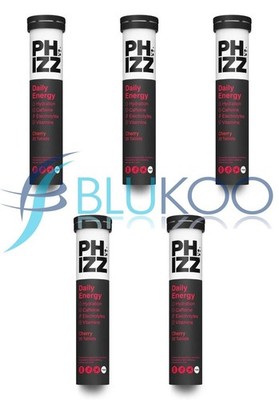 Phizz Daily Energy Cherry Brausetabletten - 20 Tabletten (84g)(5er Pack)