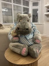 Silent Night Hippo Large Plush Teddy Retro 1980s Pyjamas Soft Toy & Duck 