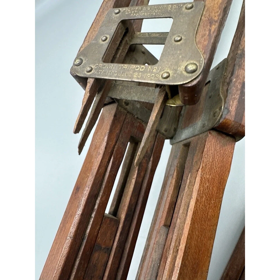 Антикварный деревянный штатив 1903 Folmer & Schwing Eastman Kodak No 1 сломанная нога - Изображение 4 из 4