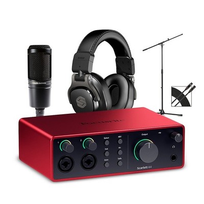 Focusrite Scarlett 4i4 Gen 4  AT MicSterling HeadphoneStandCable Package