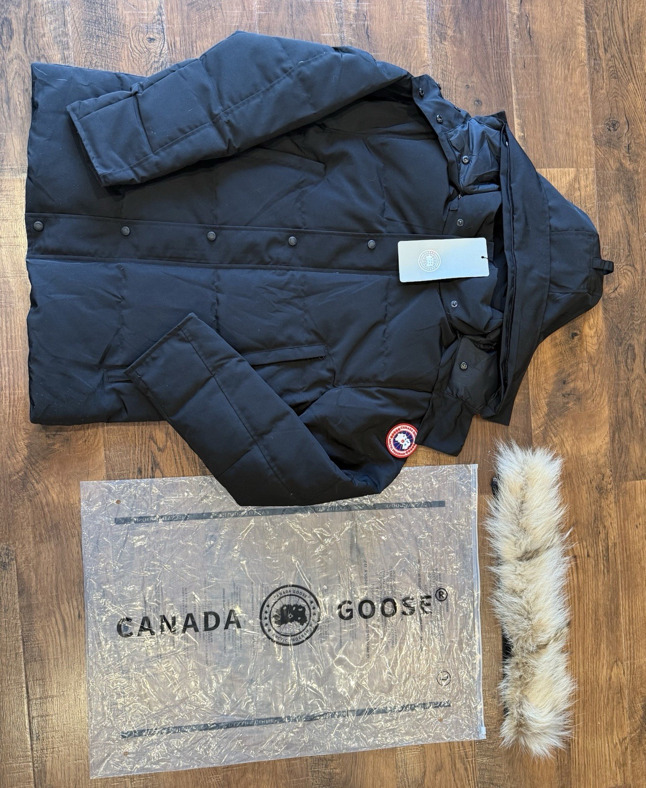 Canada Goose Men's Parka Black Fur Trim Heavyweight Long Coat Size L thumbnail 5