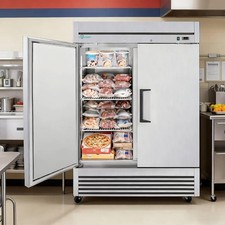 54"Commercial Freezer 49Cu.Ft Double Door Reach-In Freezer Air Cooling 6 Shelves