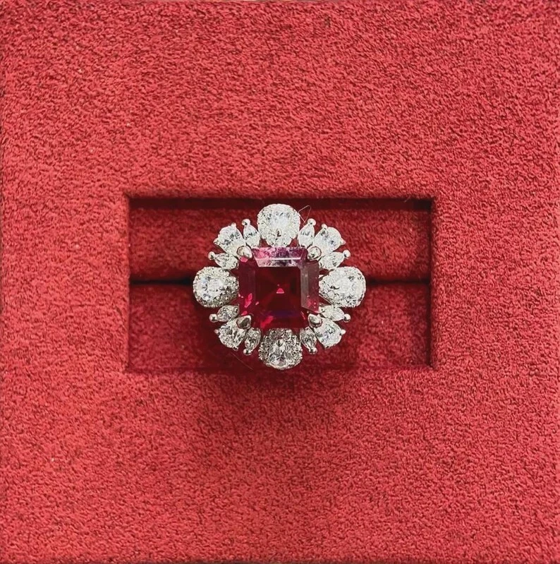 4.00Ct Natural Ruby & Diamond Solid 14k White Gold Ring For Woman Gift - Image 3 of 4