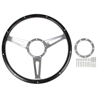 CJ Classics Steering Wheel 15  9-Bolt Black Forest With Satin Slotted Spokes...