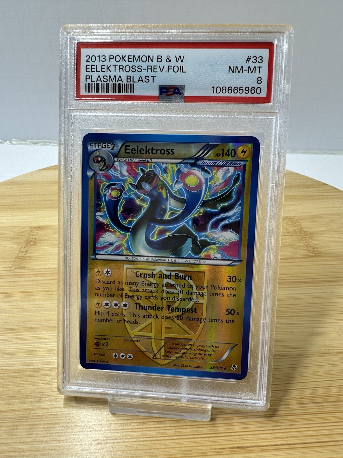 2013 Pokemon B & W Eelektross #33 / 101 Reverse Foil Plasma Blast PSA 8