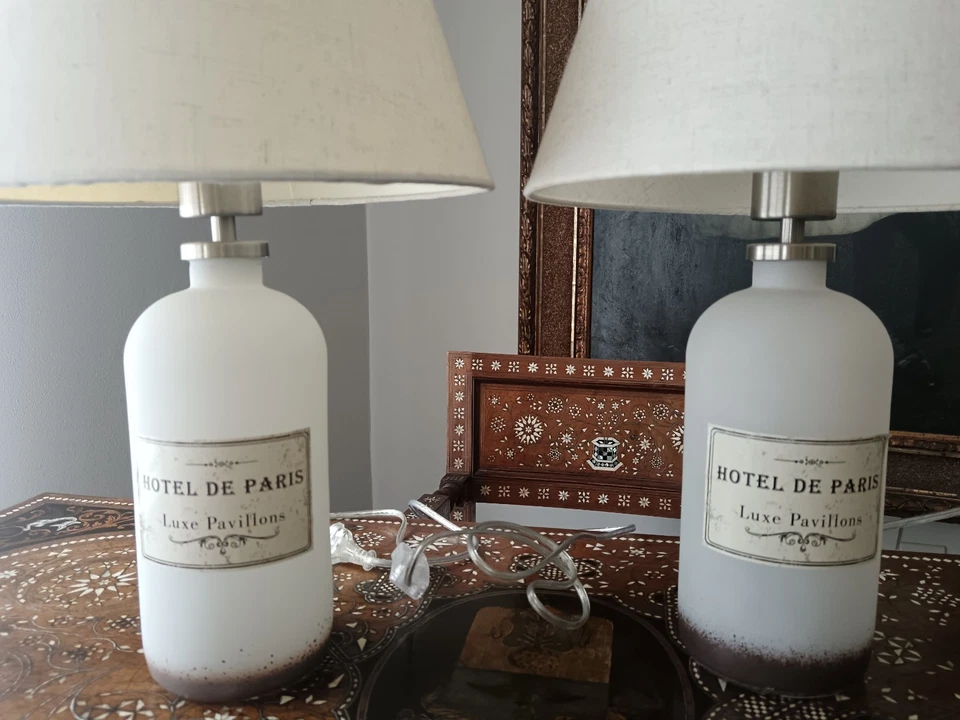 Coppia Lampada da tavolo e da comodino EGLO in vetro e metallo satinato Abatjour - Immagine 2 di 3