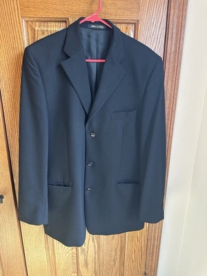 Roberto Villini Wool Suit Jacket Black Blazer Sz 40L Long Giannetti Italy