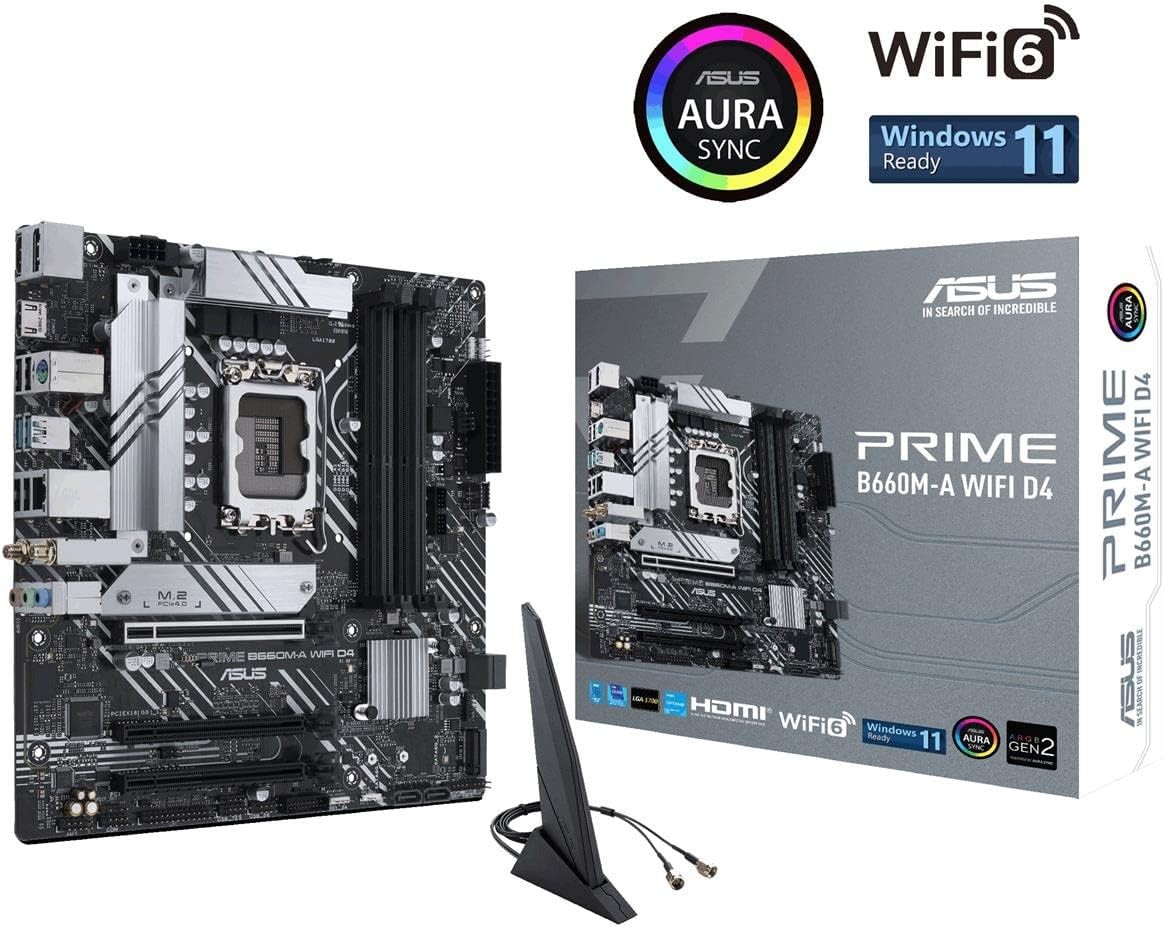 ASUS Prime B660M-A WiFi D4 mATX LGA1700 DDR4 WiFi 6 PCIe 4.0 M.2