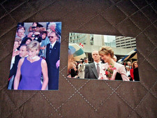  2 Real Photos Princess Diana in Chicago and Her Holding a Bouquet of Flowers