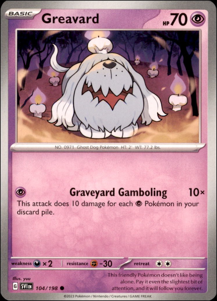 Pokemon - Greavard #104/198 - SVI Common