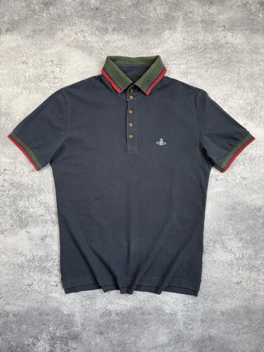 Vivienne Westwood Polo Shirt Embroidered Orb Logo Luxury Designer Navy Size L