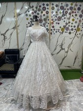 Traditional long Afghani White Bridal Maxi.Afghan Wedding Dress.Boho outfit