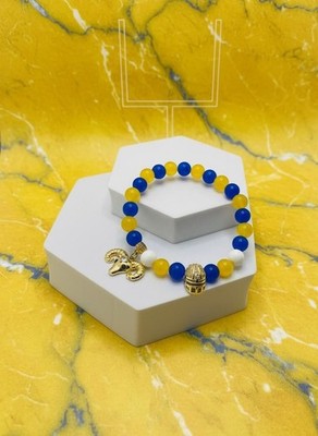 Los Angeles Rams Bracelet Agate Kyanite Jade Gemstone Beads Football Jewelry NFL