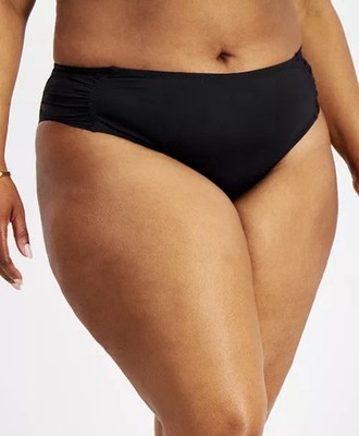 Becca Etc Plus Size Color Code Hipster Bikini Bottoms, Black, 1X (16-18), $64