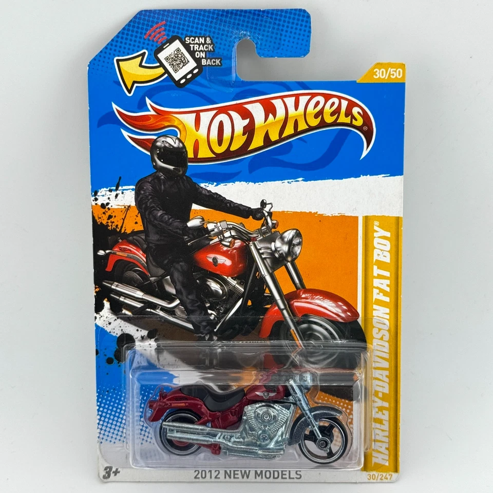 Hot Wheels Harley Davidson Fat Boy Motorcycle Red 2012 New Model #30/247 - Image 4 of 4