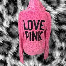 extremely rare pink leopard print victoria's secret pink hoodie  pants set   