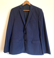 Men's Versace Collection Wool Suit Jacket Pin Stripes Navy Sz IT 50