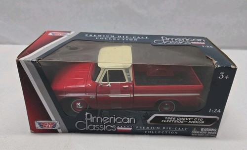 1966 Chevrolet C10 Fleetside Pickup Truck Red Cream 1/24 Diecast Model Car - 第 1/3 張圖片