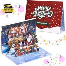 Christmas Card with Lights and Music, Pop up Christmas Tree Musical Greeting Car
