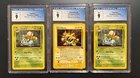 Pokemon CGC 9 Slabs Lot – 1999 Base Set Unlimited – Ivysaur x2 & Electabuzz WOTC
