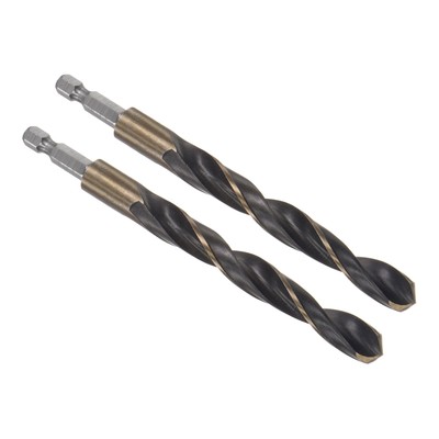 2pcs Titanium Coated Drill Bit with 1/4'' Hex Shank - [11.5mm x 140mm] HSS