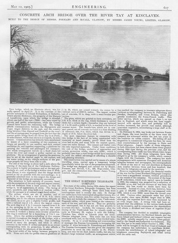 1905 Antique Engineering Print - Arch Bridge Over River Tay at Kinclaven