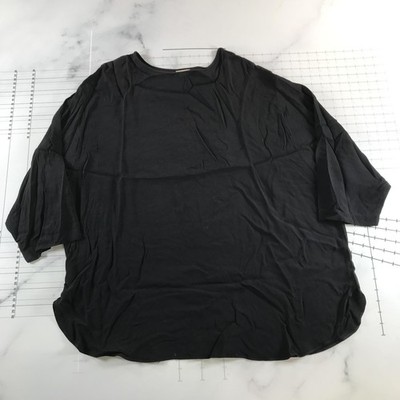 Laise Adzer Tunic Blouse Womens One Size Black Rayon Dolman Scoop Neck Top