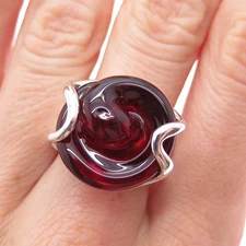 HAGIT GORALI Sterling Vintage Israel Grape Glass Spiral Modernist Ring Size 9