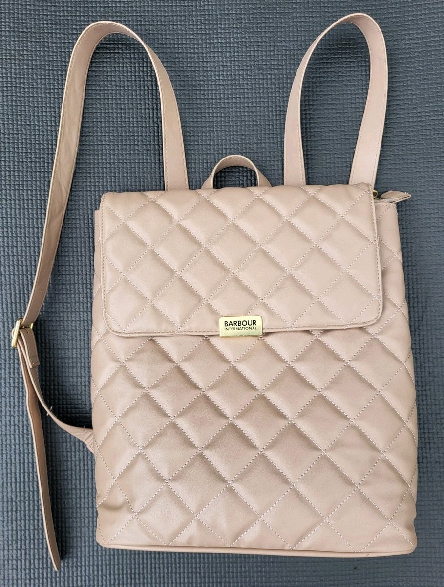 Women's Barbour International Camel Beige Quilted Hoxton Backpack
