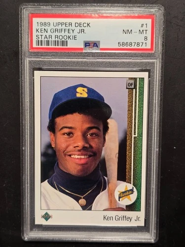 🔥 1989 UPPER DECK KEN GRIFFEY JR. #1 STAR ROOKIE RC CARD NM MINT PSA 8 🔥