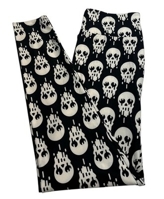 LuLaRoe Leggings OS One Size Black HALLOWEEN Skull Bones Dripping Face Stretchy