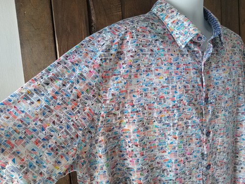 EUC Robert Graham Button-up LS Shirt Men's 3XL Stretch Nautical-Flags Sailboats - Picture 2 of 20