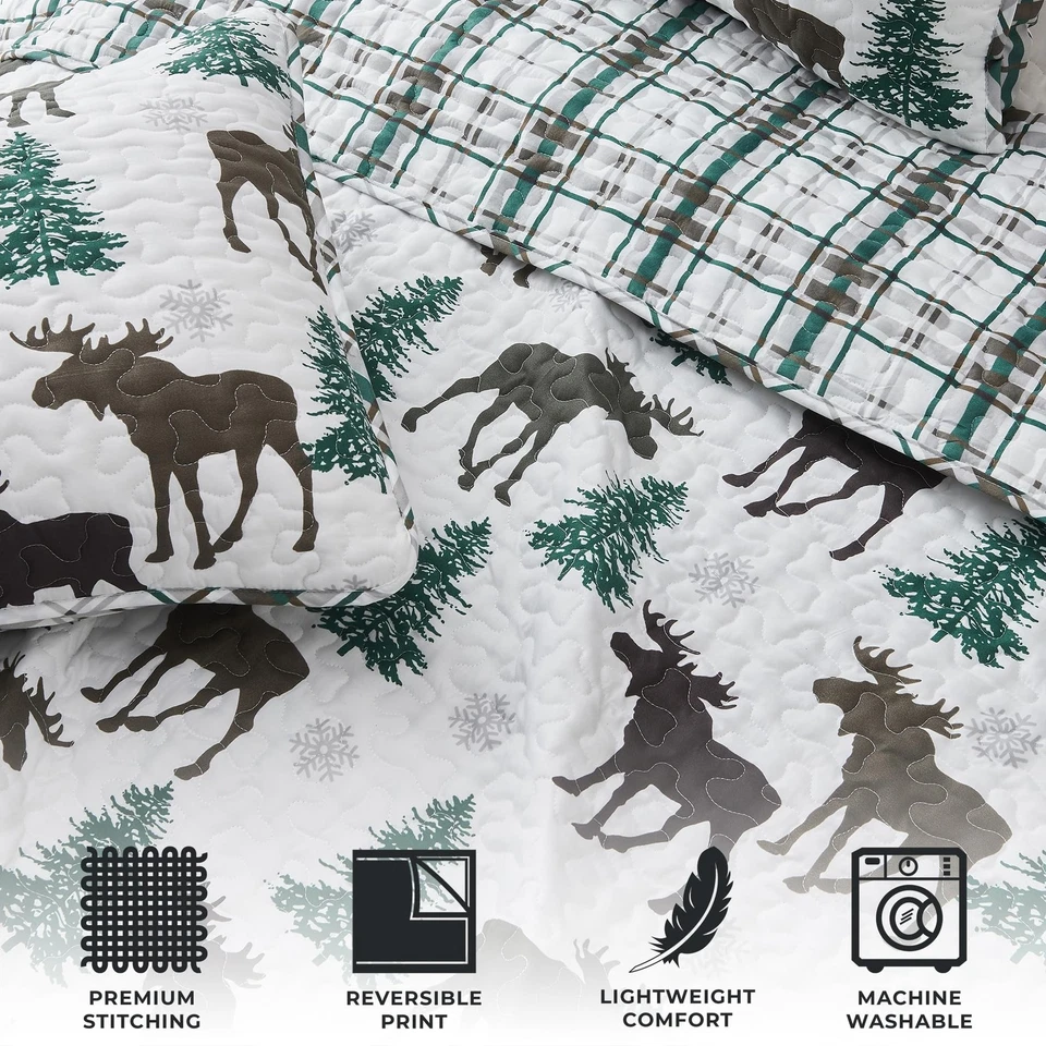 Colcha Great Bay Home Lodge edredón tamaño completo/queen con 2 fundas. Cabina 3 piezas Foto 4 de 4