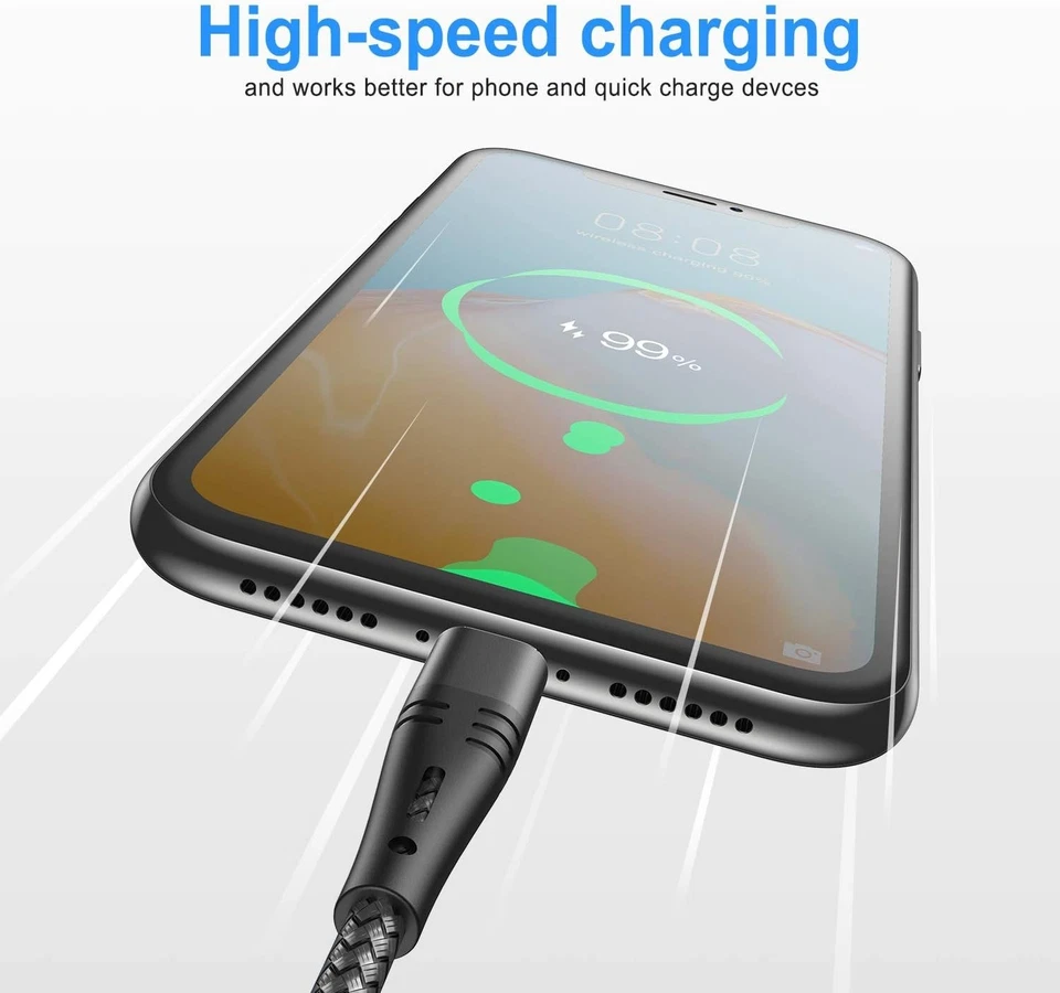 Cable de carga micro USB extra largo de 10 pies - duradero, resistente al calor, paquete de 2 Foto 4 de 4