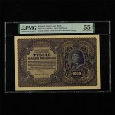 1919 Poland State Loan Bank 1000 Marek Pick#29 PMG 55 EPQ About UNC 01