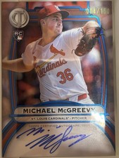 2025 Topps Tribute Michael McGreevy Blue Rookie RC SP Auto #004/150 Cardinals