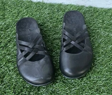 Vionic Rest Claire Black Leather Sandal Casual Slip On Orthotic Mule Women's 9