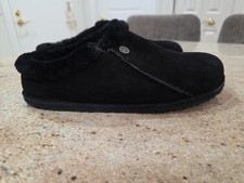 New Women's en's BIRKENSTOCK Black Zermatt Suede Shearling Slipper Size 11