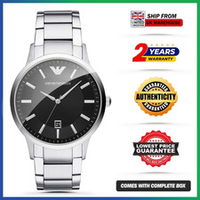 Image of New EMPORIO ARMANI AR11181 Renato Stainless Steel Black Dial Mens Watch 43mm