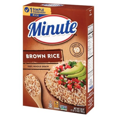 Minute Brown Rice 100% Whole Grain, Instant Brown Rice for Quick Meals, 28oz Box