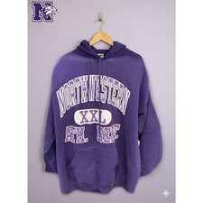 Northwestern Wildcats Vintage Purple Drawstring Hooded Logo Sweatshirt L Large