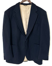 Strathmore Blazer Jacket Sport Coat Mens Size 46 Navy 100% Pure Wool Made In USA