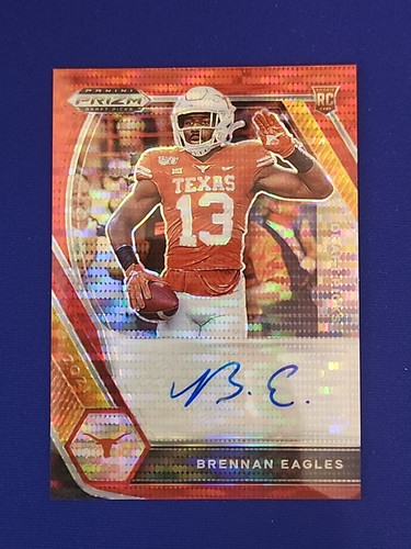 BRENNAN EAGLES 2021 Panini Prizm Draft #DPA-BRE ROOKIE AUTO rojo/15 Texas RC - Imagen 1 de 3