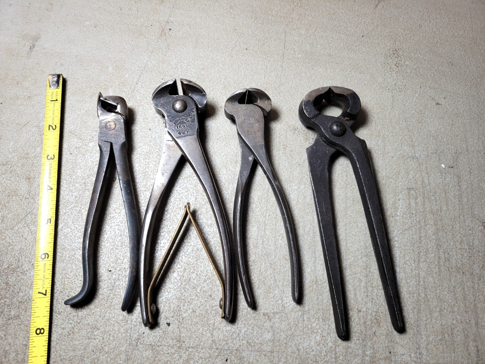 A trio of obscure vintage Kraeuter nippers — the kind of weird, beautiful hand tools that look like industrial art and belonged to a real craftsman.